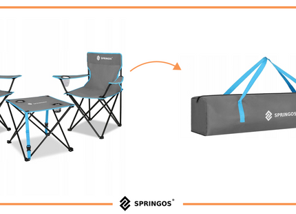 Camping Set | Kampeer Set | Campingtafel |  Campingstoel | Kampeerstoel | Op Vouwbaar | Inclusief Draagtas | Vissen | Blauw/Grijs