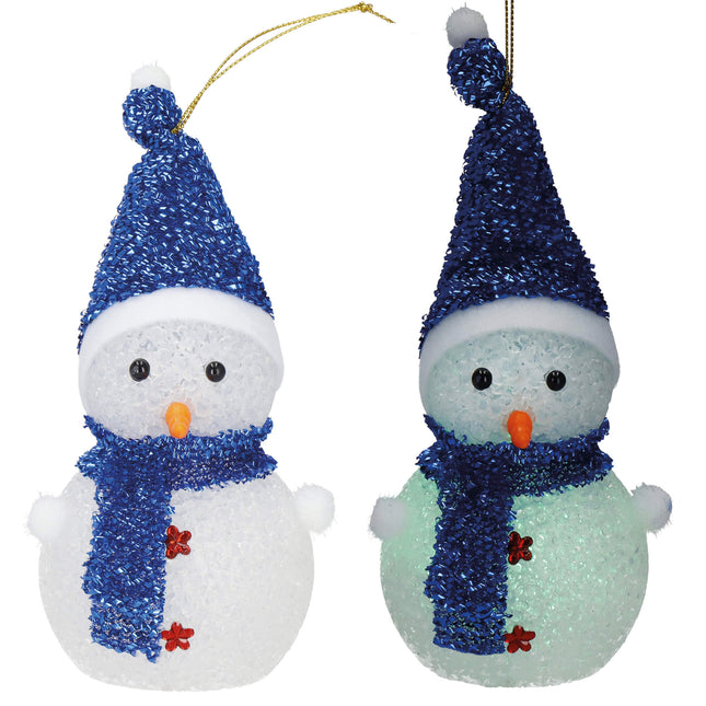 Kerstversiering | Kerstdecoratie Voor Binnen | Kersthanger | Sneeuwpop | Lichtgevend | Blauw