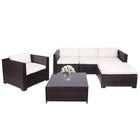Tuinset - 4 Delig - Stoelen - Bank - Tafel - Rotan - Hoekbank - Bruin/Crème