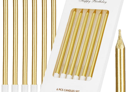 Taartkaarsjes | Verjaardagskaarsjes | 6 Stuks | 9 cm | Goud