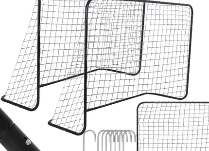 Voetbaldoel | Staal | Voetbal | Trainen | Draagbaar | Set van 2 | Bevestigingsharingen | 188 x 122 x 61 | Zwart