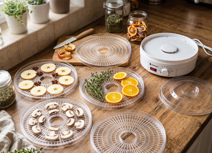 Voedseldroger - Fruit- en kruidendroger -  5 Laags - Metaal - Kunststof -  35°C – 70°C - 15 Liter - 350 Watt
