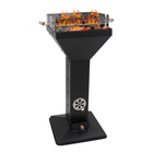 Houtskool barbecue - Zuil barbecue - BBQ - Asopvangbak - Schuifregelaar - RVS - Zwart