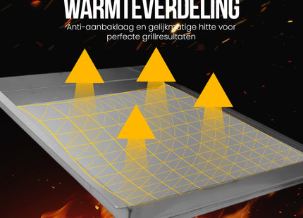 Bakplaat - Grillplaat - Plancha - Bakplaat voor BBQ Grill - BBQ -  RVS - Zilver -  48 - 42 Cm