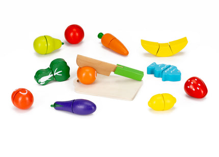 Springos ® Houten Snijset Fruit - 13-Delige - Speelset met Snijplank en Snijfruit
