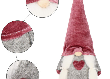 Kerstkabouter - Kerstdwerg - Kerstversiering - Grijs/Roze - 55 cm
