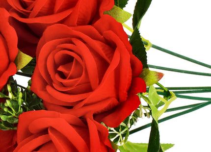 Kunstboeket - Sierboeket - Decoratief - Rozen - Decoratief - Rood - 7 Stuks - 37 cm