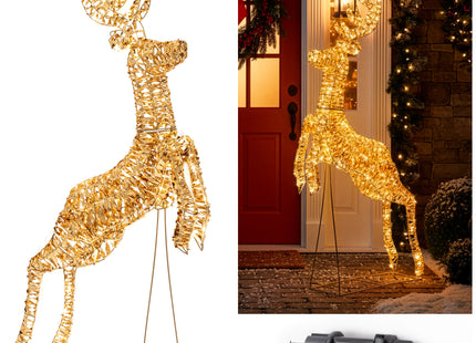 Rendier | 120 LED Lampjes | Warm Wit | Staand | 145 Cm