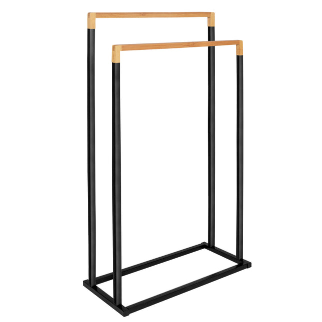 Handdoekrek | Metaal/Hout | Staand | Zwart