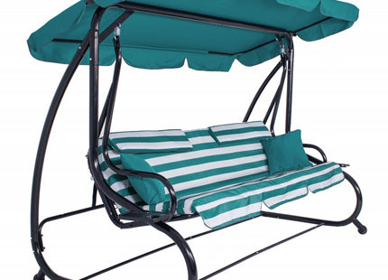 Schommelbank | Luna-Schommel | 4-zits | Waterafstotend | Inclusief 2 Kussens | Verstelbare Luifel | 230 x 130 x 162 cm | Turquoise/Wit/Grijs