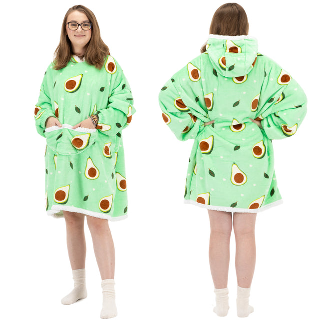 Hoodie Deken | Badjas | Deken Met Mouwen | One Size | Advocado | Polyster | Groen | Bruin