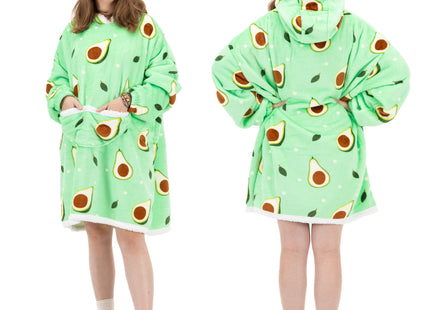 Hoodie Deken | Badjas | Deken Met Mouwen | One Size | Advocado | Polyster | Groen | Bruin
