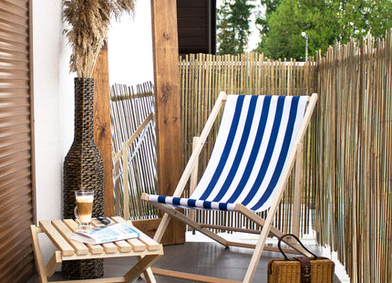 Strandstoel - Verstelbaar - Beukenhout - Hangemaakt - Blauw/Wit