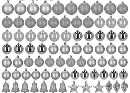 Kerstballen | 100 Stuks | Zilver Tinten | Onbreekbaar