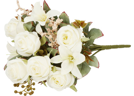 Kunstbloemen - Sierboeket - Decoratief - 9 Rozen - Decoratief - 37 cm