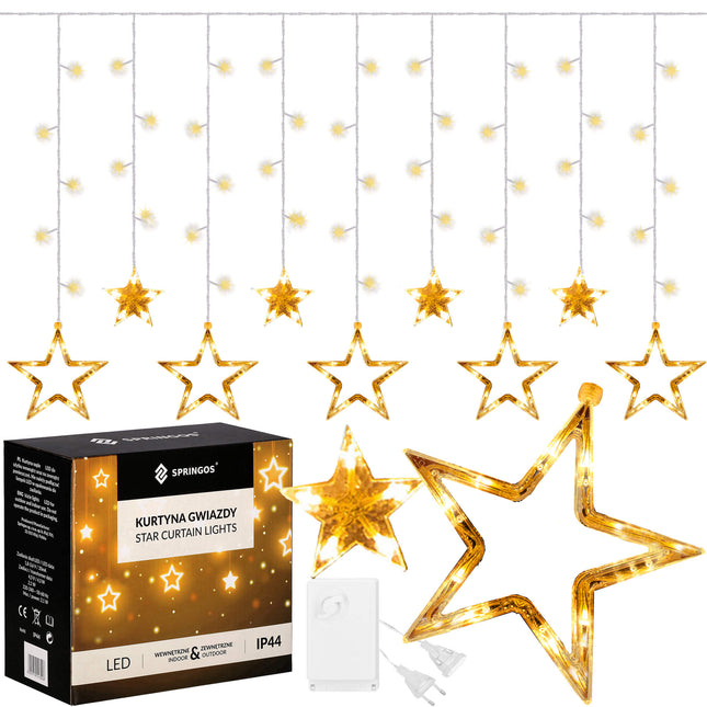 Lichtgordijn | IJspegel Verlichting | Inclusief USB En Afstandsbediening | 138 LED | Warm Wit | Sterren