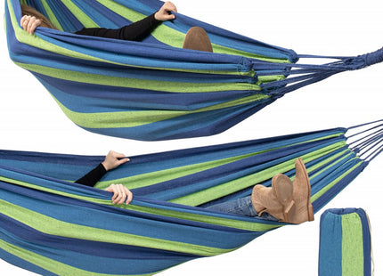 Hangmat | Extra Stevig | Inclusief Opbergtas | Blauw/Groen | 210 x 150 cm