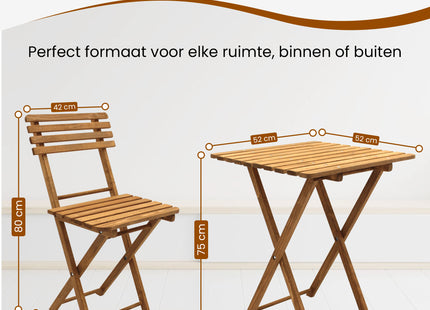 Tuinset | Tuintafel | Tuinstoelen | 3-delig | Opvouwbaar | Bruin