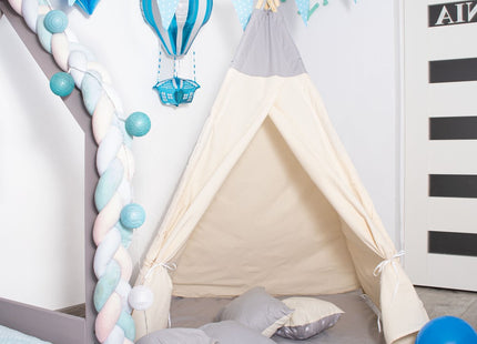 Tipi Tent | Wigwam Speeltent | 120x100x180 cm | Met Mat en Kussens | Naturel Grijs