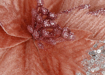 Kunstbloem Met Clip- Ster van Bethlehem - Roze - Glitters