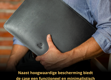 Baltan Leren Laptophoes - Met Rits - Tot 14 inch - Zwart