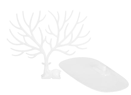 Sieradenrek - Sieradenhouder - Sieradenstandaard - Juwelenhouder - Boom - Hert - Wit - 25x23x15cm