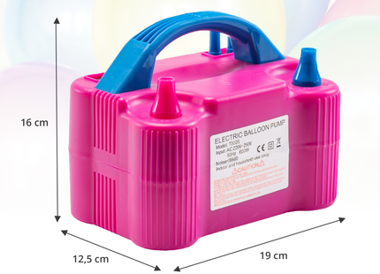 Ballonnenpomp - Elektrisch - Dubbele Vulfunctie - Met Hulpstukken - Roze / Blauw