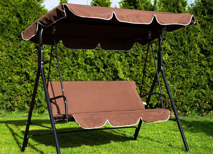 Schommelbank | Luna-Schommel | 3-zits | Waterafstotend | Verstelbare Luifel | 170 x 110 x 150 cm | Bruin/Rood