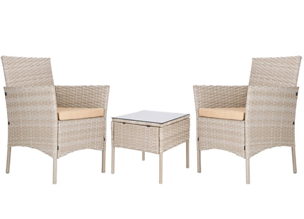Tuinset - 2 Delig - Stoelen - Tafel - Rotan - Beige