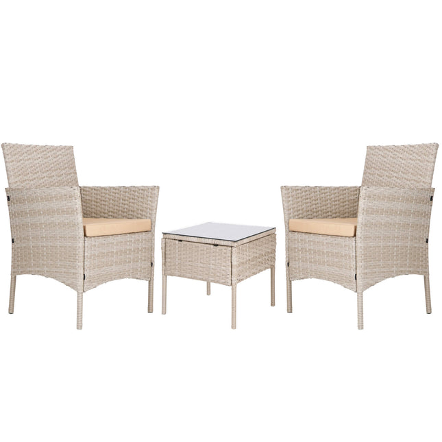 Tuinset - 2 Delig - Stoelen - Tafel - Rotan - Beige