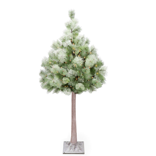 Kunstkerstboom Op Stam | Kunststof | 150 cm | Met Verlichting | Sneeuw | 128 LED