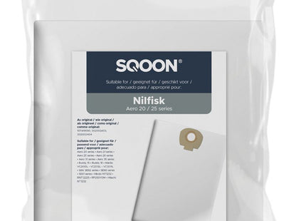 SQOON® Stofzuigerzakken Geschikt voor Nilfisk Alto / WAP / KEW AERO 20/25 & Makita VC2010 / VC2512 / VC3011 - 5 Stuks
