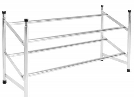 Springos Schoenenrek | 8 - 16 Paar Schoenen | 2 Laags | Kunststof/Metaal | Uitschuifbaar | Grijs