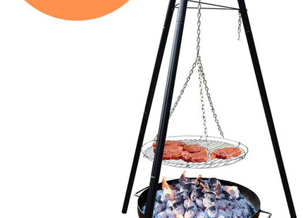 Muntel BBQ Tripod Set – Zwenkgrill Met Driepoot – 160 Cm – Incl. Vuurschaal, Rookplanken & Kookpot – Hoogteverstelbaar – Voor Tuin & Camping