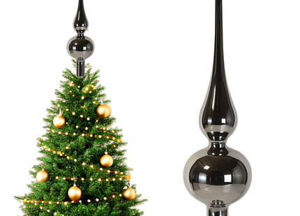 Kerstboom Piek | Glas |  24,5 cm | Glanzend | Zilver