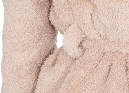 Badjas - Fleece - Teddybeer - Beige - Capuchon - Riem - Maat S/M