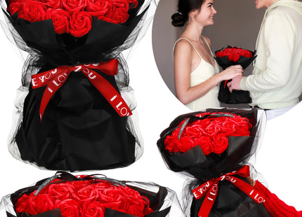 Kunstboeket - Sierboeket - Decoratief - Zeep Rozen - Decoratief - Valentijnsdag - Rood - 32 Stuks - 35 cm