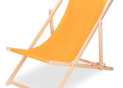 Strandstoel - Verstelbaar - Beukenhout - Hangemaakt - 3 Traps -  Oranje