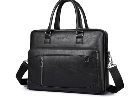 Baltan Leren Aktetas - Laptoptas - Tot 16 inch -Zwart  - 10L - 38 X 29 X 10 CM