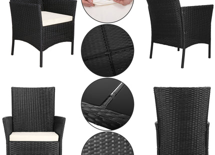 Tuinset - 8 - Stoelen - Tafel - Rotan - Zwart/Wit - 224 x 103 x 74 CM