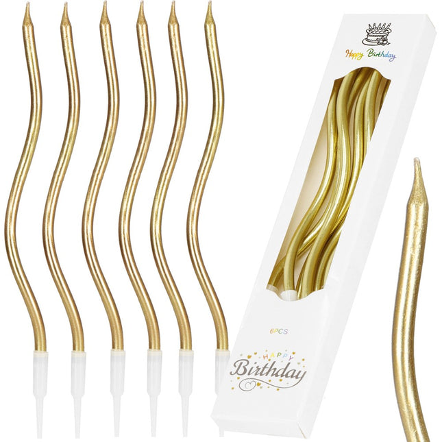 Taartkaarsjes | Verjaardagskaarsjes | 6 Stuks | 11.5 cm | Goud