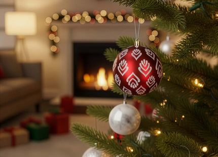 Kerstballen | 12 Stuks | 6 cm | Rood/Wit