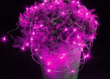 Kerstboomverlichting - 20 LED - Microdraden - 1.9 M - Roze