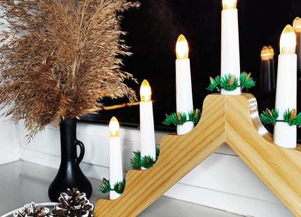 LED Kaarsenbrug | Snoer | Hout | Warm Wit