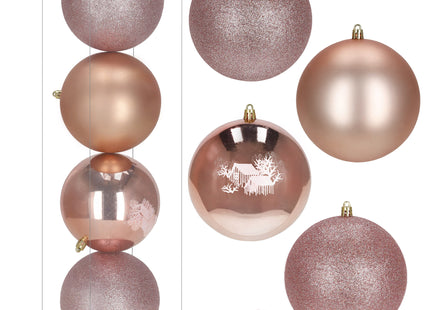 Kerstballen | 4 Stuks | 12 cm | Roze