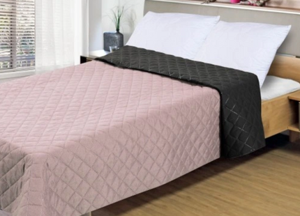 Sprei - Roze - Zwart - Dubbelzijdig - Gewatteerd - 160 x 200 Cm