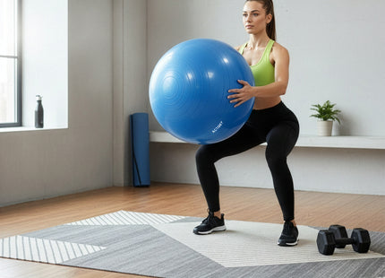 Fitnessballen - Yoga Bal - Pilates - Zwangerschap - Met Pomp - PVC - Blauw - 150 Kg - 75 Cm