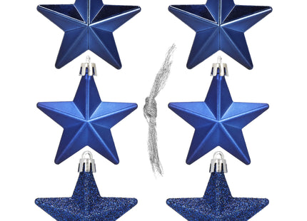 Kerstballen | Sterren | 6 Stuks | Blauw