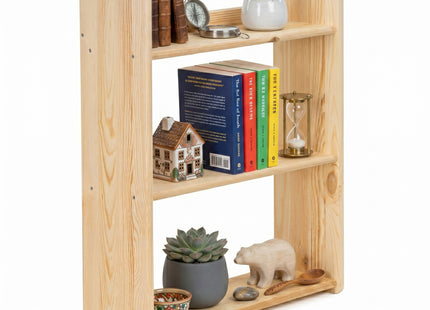 Wandplank - Boekenplank - Ophangbaar - Kruidenplank - Naturel - Grenenhout - 10 Kg - 74x60x20 cm - 2 Stuks - 3 Niveaus