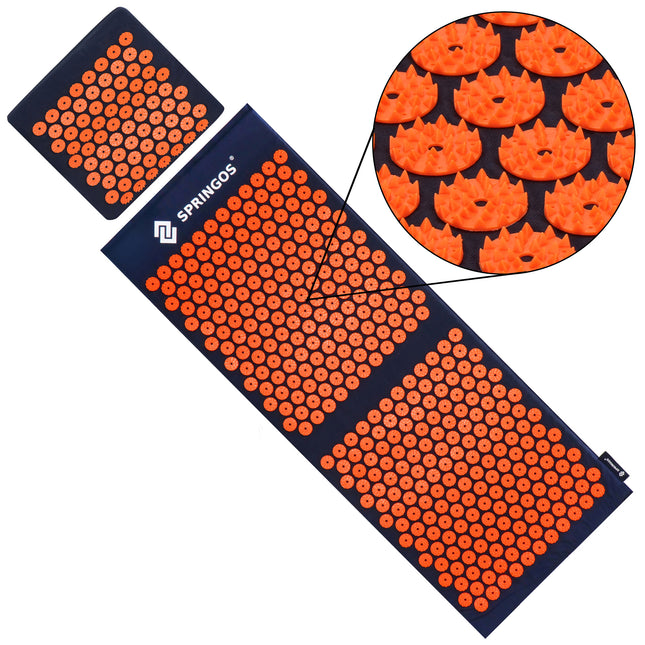 Acupressuurmat - Spijkermat - Lichaamsstimulator - Ontspanning- Massage - Oranje/Zwart
